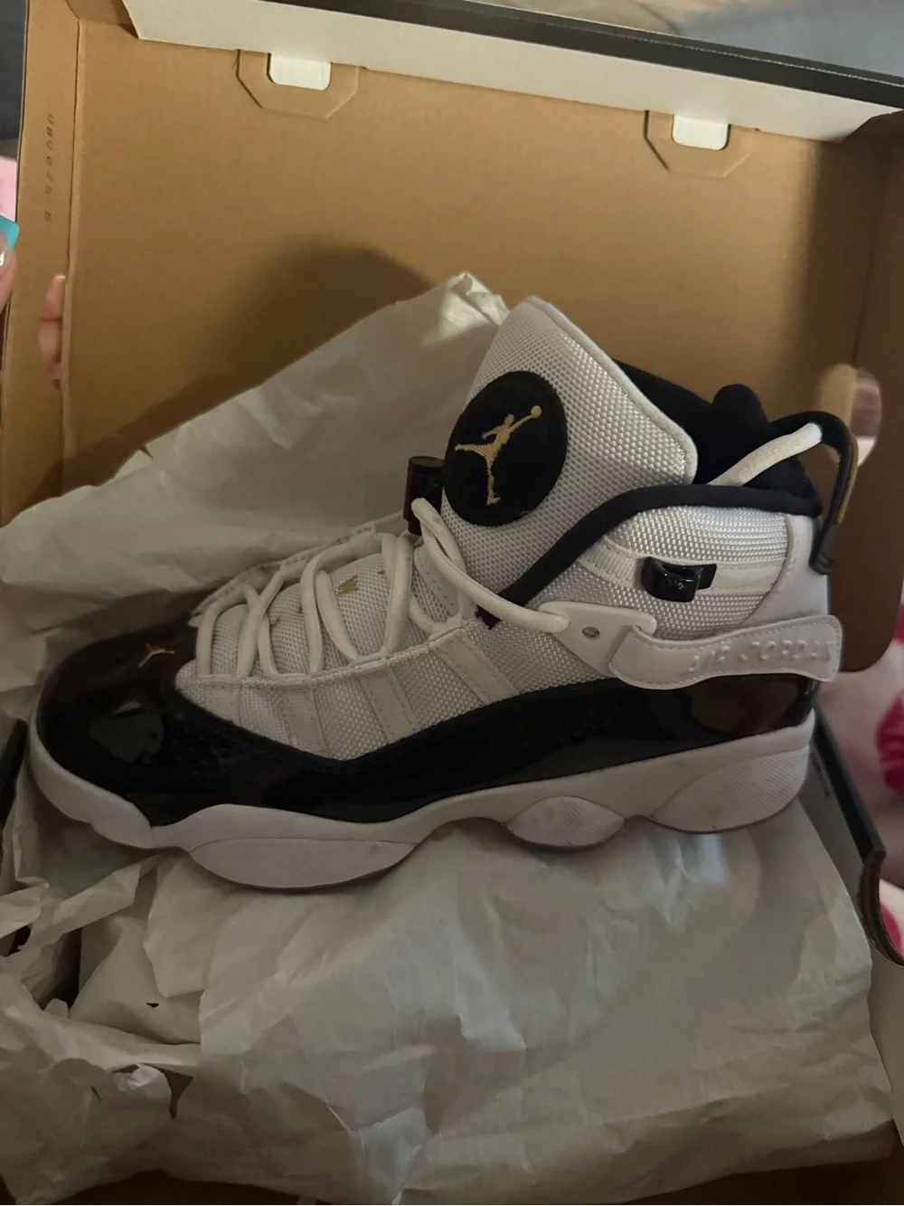 Jordan Kids' Sneakers in White, Black and Gold